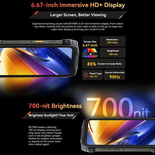 Blackview BV7300 Rugged Smartphone – 6.67” HD+ IPS | 15000mAh Battery | 45W Fast Charging | Android 14