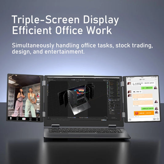 LanYuXuan MAX16 Triple-Screen Laptop – 16" + Dual 10.5" FHD Displays, Intel i7-1260P, Wi-Fi 6, 1TB–4TB SSD, Windows 11 Pro