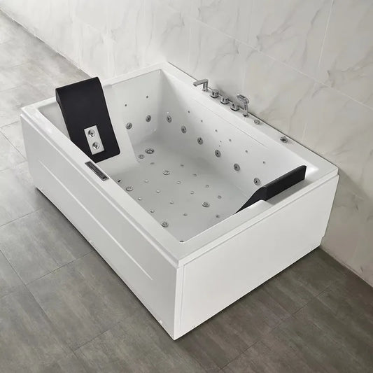 Luxury 2-Person Whirlpool Jacuzzi Bathtub – Indoor Freestanding Spa Tub with Massage Jets & LED Lights