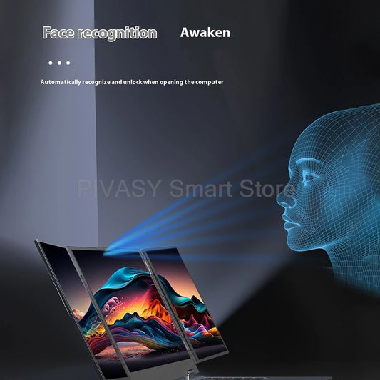 PIVASY Triple-Screen Laptop – 16" + Dual 10.5" FHD Displays, Intel Core i7, Wi-Fi 6, 64GB RAM, Portable Multi-Display Workstation