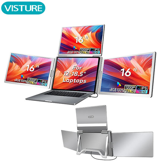 Triple Screen Portable Laptop Monitor – FHD IPS Display Extender, 14"/15.6"/16" Options, Single-Cable Connection