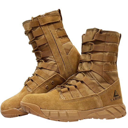 LAHORS Men’s Lightweight Suede Tactical Combat Boots – Outdoor Hiking Desert Army Ankle Boots