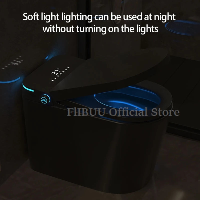 Elongated Smart One-Piece Bidet Toilet with Built-in Tank, Warm Water, Heated Seat & LCD Display