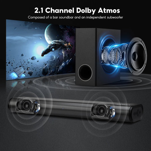 AIYIMA S07 2.1 Channel Dolby Soundbar with Wireless Subwoofer – 150W Home Theater System, 3D Surround, Bluetooth 5.3