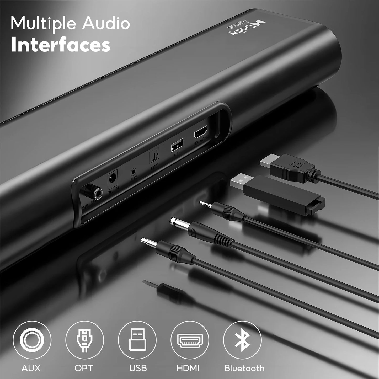 AIYIMA S07 2.1 Channel Dolby Soundbar with Wireless Subwoofer – 150W Home Theater System, 3D Surround, Bluetooth 5.3