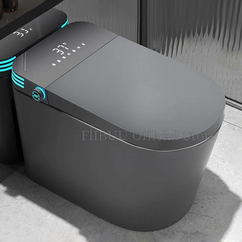 Elongated Smart One-Piece Bidet Toilet with Built-in Tank, Warm Water, Heated Seat & LCD Display