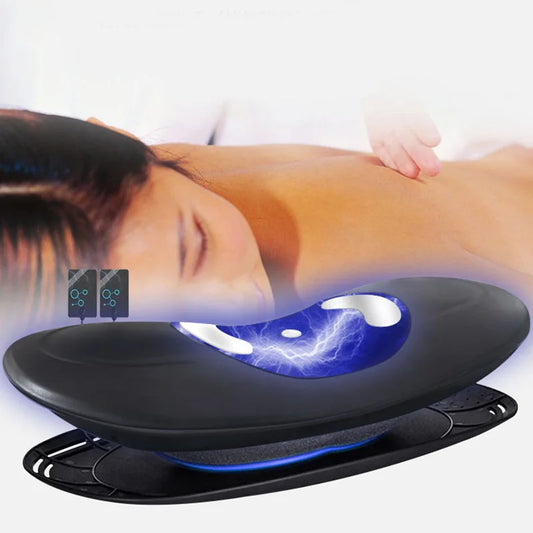 Back Pain Relief Device – EMS Pulse Massage & Lumbar Traction Support