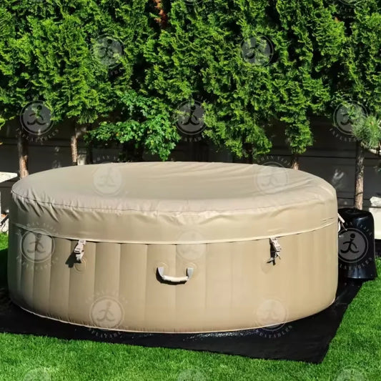 6-Person Round Outdoor Inflatable Jacuzzi – Portable Sauna Spa with Massage Jets