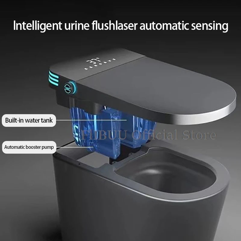Elongated Smart One-Piece Bidet Toilet with Built-in Tank, Warm Water, Heated Seat & LCD Display