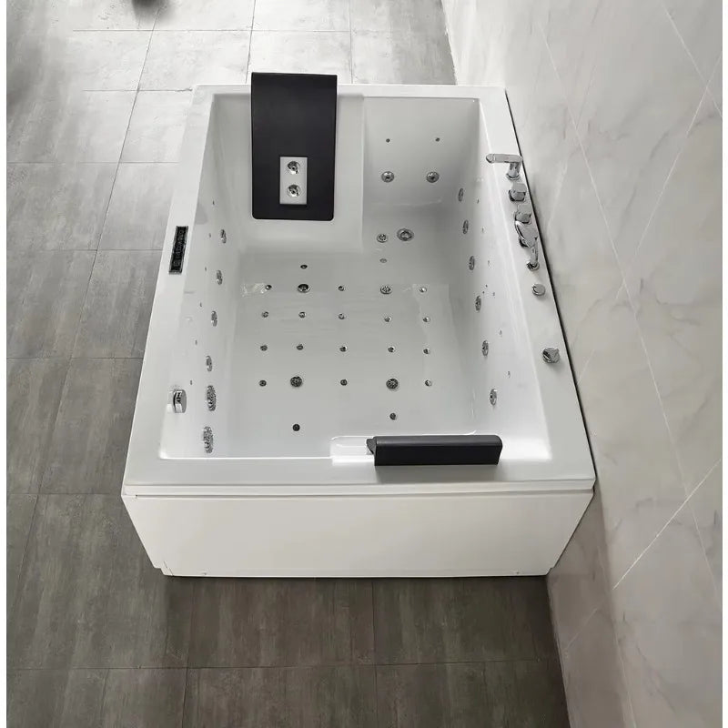 Luxury 2-Person Whirlpool Jacuzzi Bathtub – Indoor Freestanding Spa Tub with Massage Jets & LED Lights