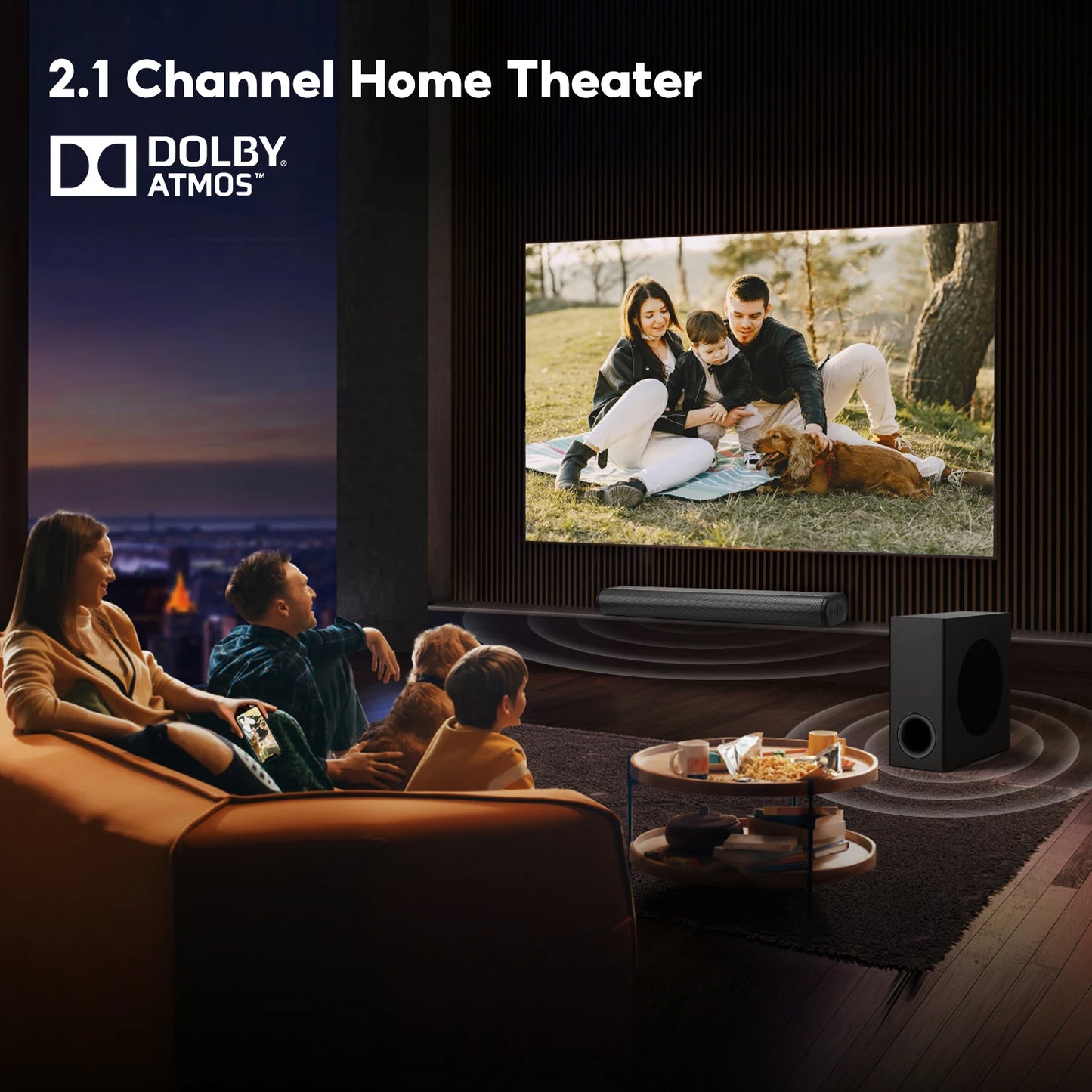 AIYIMA S07 2.1 Channel Dolby Soundbar with Wireless Subwoofer – 150W Home Theater System, 3D Surround, Bluetooth 5.3